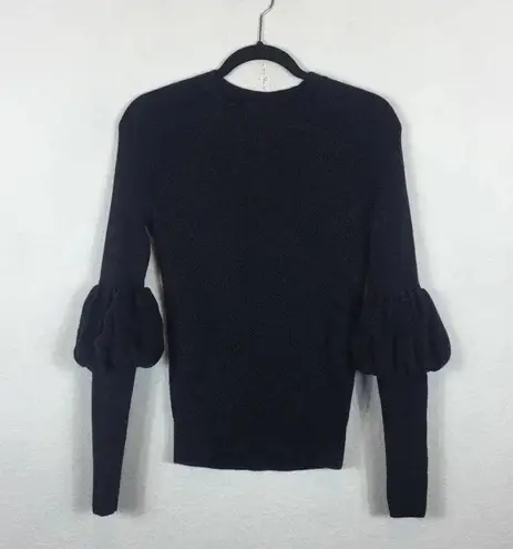 Club Monaco Ellodie Grey Wool Ruffle Puff Sleeve Knit Sweater XS