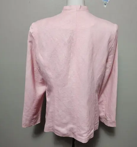 Jaclyn Smith Pink Pastel Double Button Linen Blend Blazer Size 12