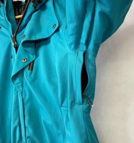 Obermeyer  Eden Jacket Ski Coat Sz 10 Teal Thumb Holes Snowboard Fur Hood