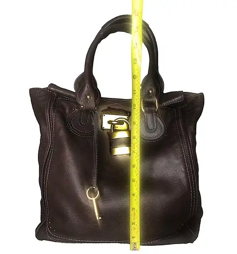 Chloé CHLOE Paddington Dark Brown Leather Bag with Lock and Key