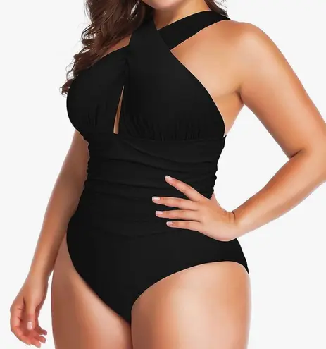 You Dian Women's Swimsuits One Piece Tummy Control Front Cross Backless Swimsuit