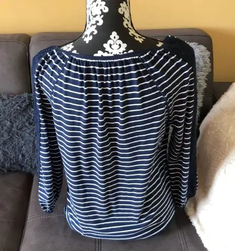 LAUREN JEANS Striped Blue & White Top Size XS