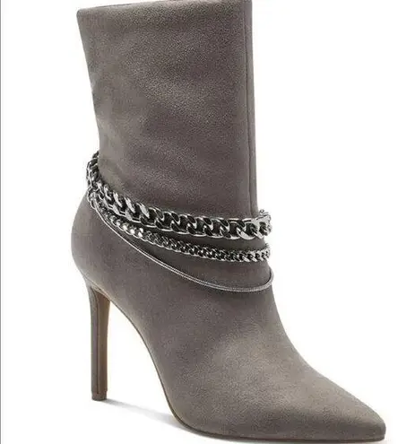 INC International Concepts Women's Taupe Stiletto Reanna Chain Dress Boots sz 5