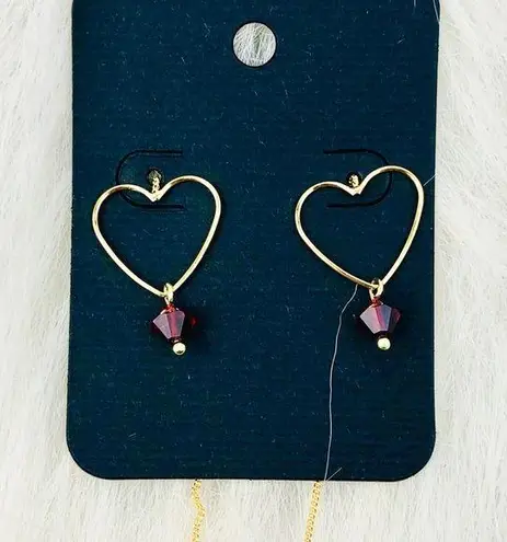 Handmade Floating Heart Red Beaded Threader Earrings