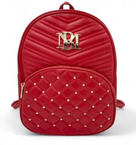 Badgley Mischka Backpack Red Studded Quilted Mini New With Tags