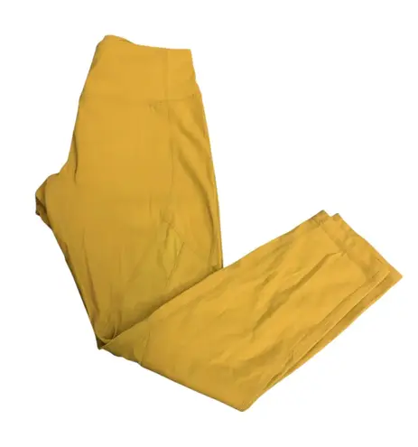 Zyia Active Mustard Yellow Mesh Panel Crop Leggings Size 6-8 Athleisure Yoga
