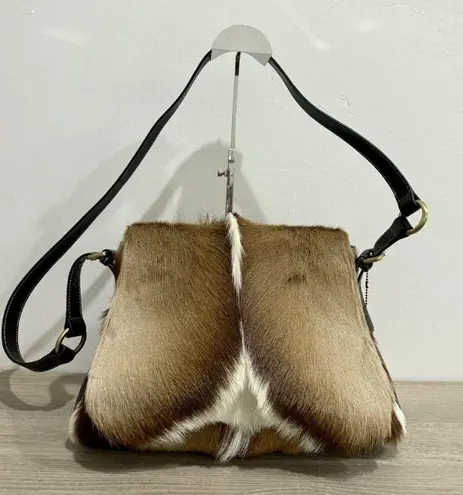 Diane Gail South African Springbok Fur with Leather Trim Crossbody Messenger Bag Brown