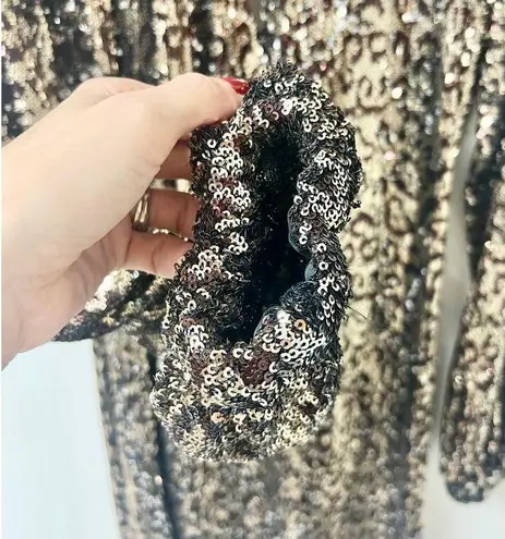 Milly Emily Embellished Sequin Blouson Sleeve Shift Mini Dress Gold Women's US 6