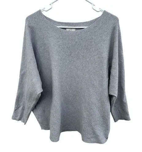 Sioni Style Dolman 3/4 Sleeve Knit Sweater Ribbed Gray Pullover Top Size XLarge