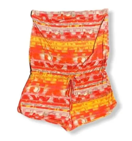 Mossimo tropical sunset strapless shorts romper Size L