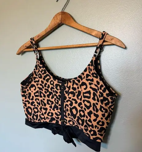 REEF Coral  Kylie Leopard Print Swim Top size M, 8-10