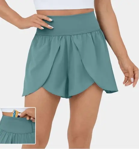 Halara Blue Turquoise Flowy High Waisted Dance Casual Shorts Sz M