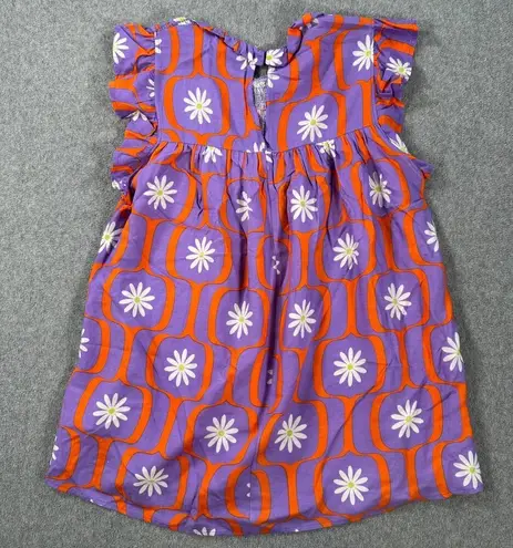 BUCKET LIST Daisy Babydoll Top Women's Small Purple Flutter Sleeve Ruffle Mod