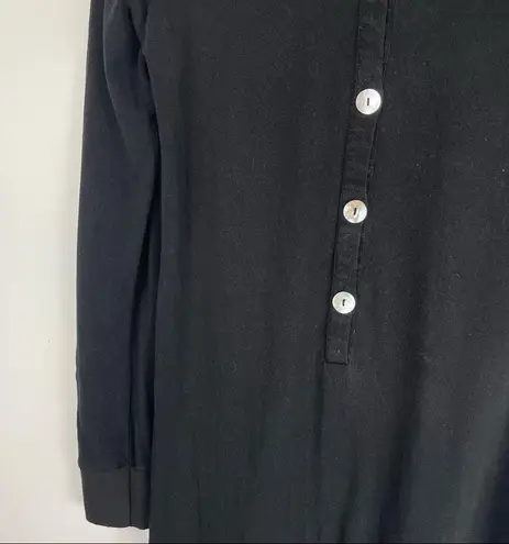 Ermanna Designer Knit Long Sleeve Dress Mother of Pearl Button Back Sz Small Black
