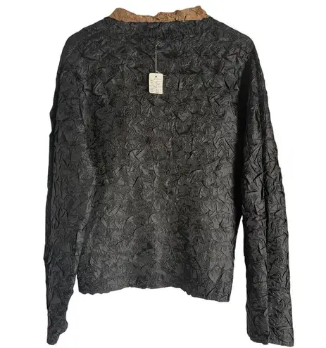 Itsu Popcorn Crinkled Black Brown Reversible Lightweight Jacket Sz M Size M