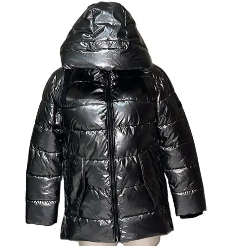 DKNY NWOT  Women's Gun Metal Glossy  Puffer Jacket  Side Snap Button