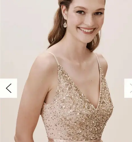 BHLDN Avery Beaded Bodice Formal Dress in Blush