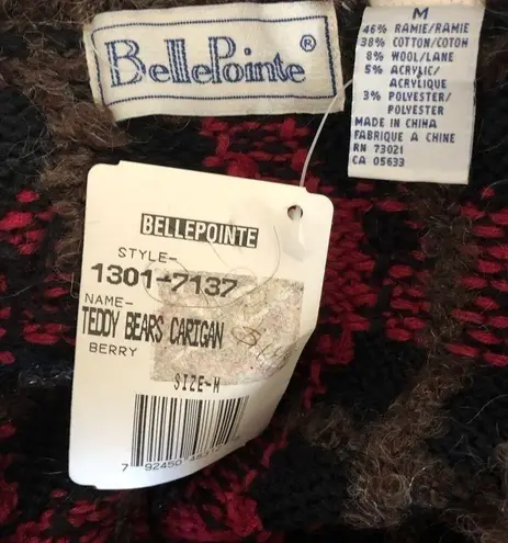 BellePointe Vest M NWT Teddy Bear Vintage Brown Grandma Retro Plaid Embroidered Size M