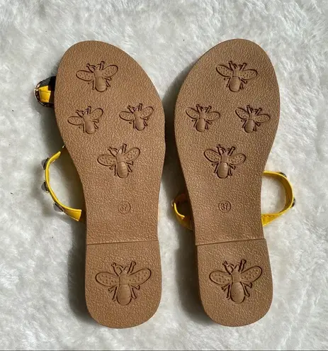 Pearl Pineapple pearl strap sandals Yellow Size 5.5