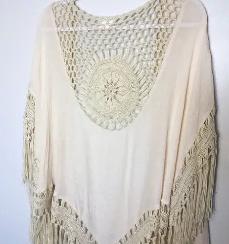 Everleigh NWT Macrame Boho Vest Ivory Sz Small Fringe Hippie Festival