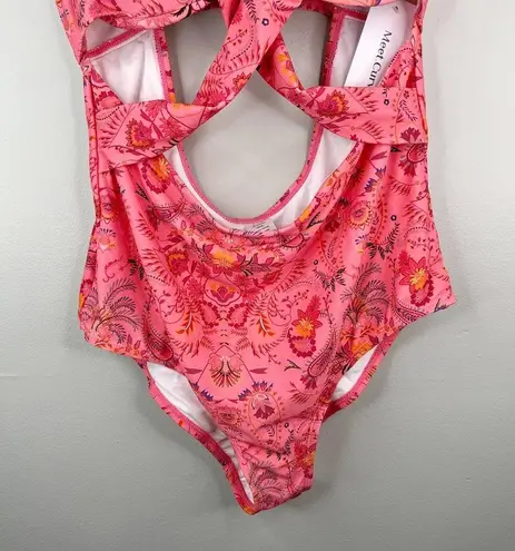 One Piece Meet.Curve Floral Swimsuit Swimsuit XL Pink New