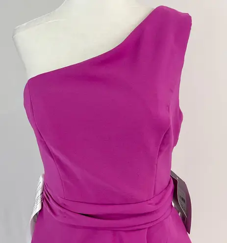 JS Collections New Hayley One Shoulder Column Evening Gown Cerise Black