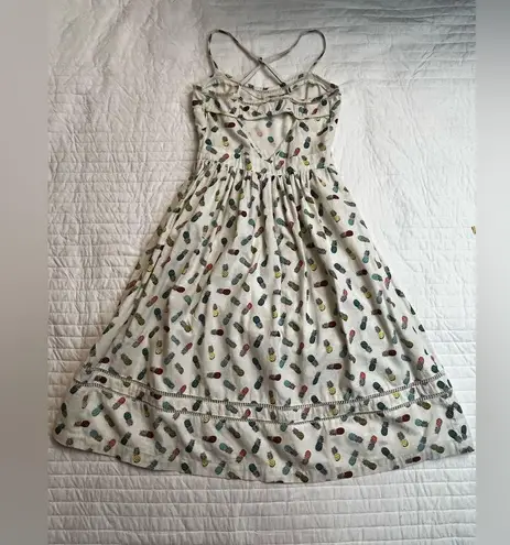 Cooperative Womens Dress Ivory Pineapple Print Cutout Criss Cross X Back