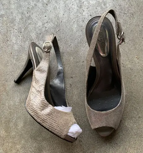 Alexis Alfani Pewter Peeptoe Pumps