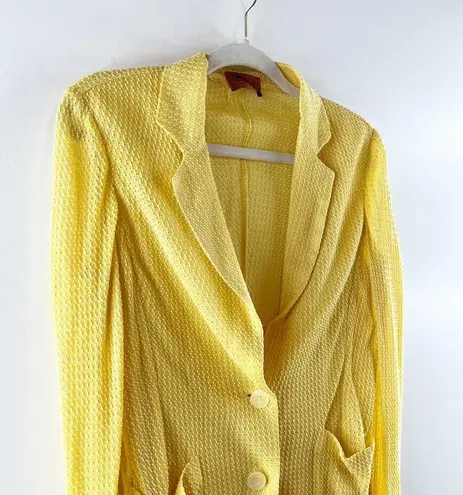 Missoni Vintage Cotton Lightweight Double Button Blazer Jacket Yellow 12