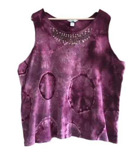 cj banks  reverse tie-dye sequin tank top plus size 3X