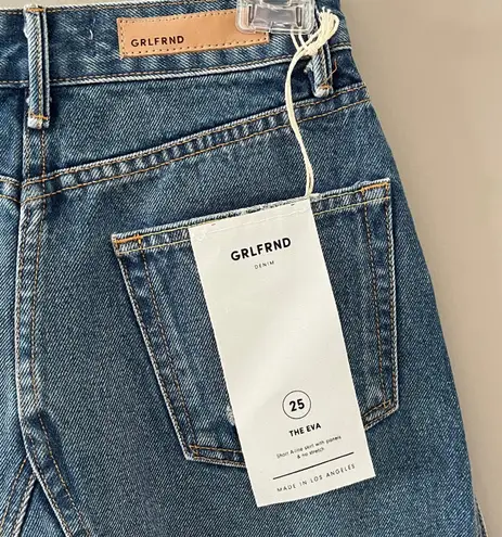 GRLFRND Walk This Way Eva Button Fly Denim A-Frame Gusset Skirt Size 25 - 0