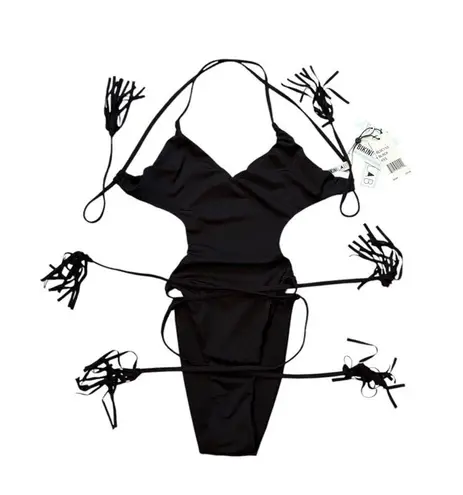 The Bikini Lab NWT, Sexy Skimpy Coverage One Piece Black Swimsuit, Sz XXS