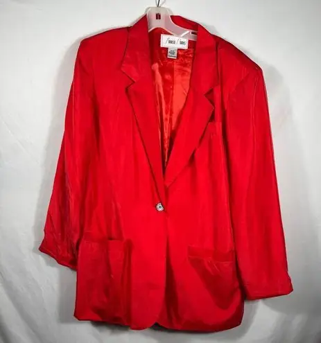 Vintage Louise Paris Silk Blazer Red Career Party Jacket One Button Size L Size L
