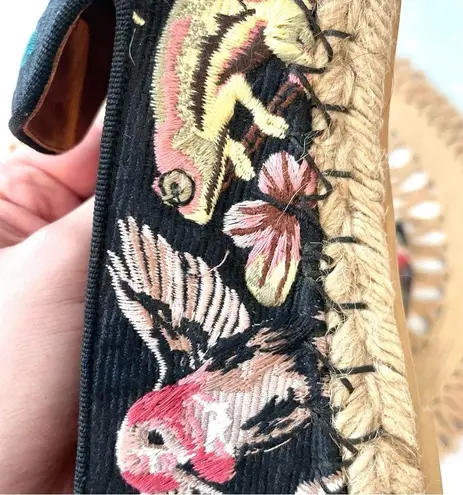 Valentino Garavani Butterfly-Embroidered Fabric Espadrilles in Black/Multi EU 36