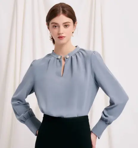 Petite Studio NYC Buvette Blouse in Dusty Blue Size XS