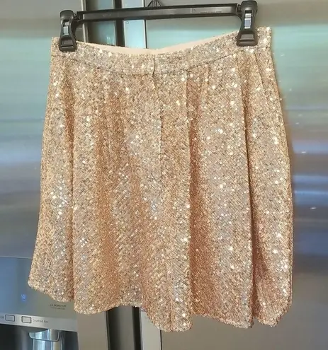 Maje 💕💕 Paillette Pleated Sequined Tulle Shorts High Rise ~ Metal Pink 38 NWT