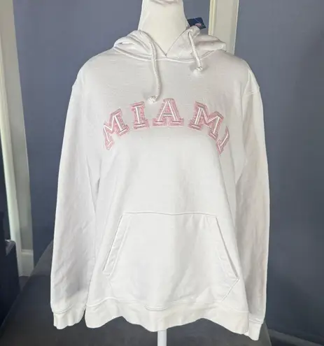 J. America Women’s White Embroidered MIAMI College Hoodie Size L NEW