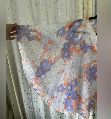 Handmade Floral Sheer Poncho Batwing Swim Cover Up Blouse One Size Size undefined