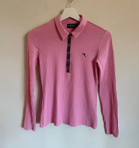Chervò Italy Ribbed Pink Long Sleeve Golf Polo – Size 42 (EU 38) Size M