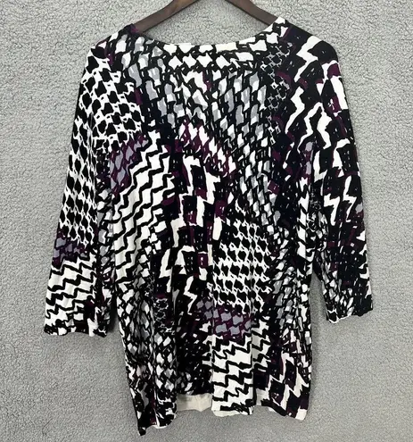 Liz & me cardigan womens 1X geometric rhinestone jewel button whimsigoth artsy Purple