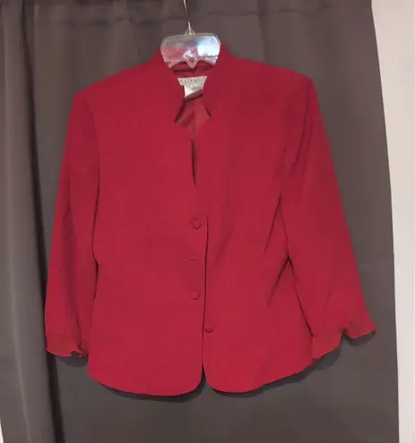 Plaza South Women's Red Blazer, Vintage Size 8 Blazer, Laced Trim Cuff, Padded