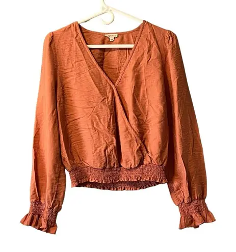 Hem & Thread ANTHROPOLOGIE Mauve Summer Blouse With Ruffles Size Large Boho - Image 1