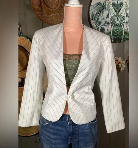 Vintage Lucia White with Green Pinstripes Medium Blazer