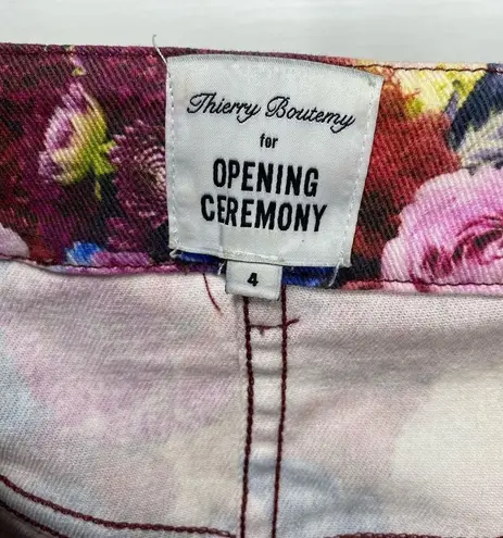 Opening Ceremony Thierry Boutemy Floral Print Mid-Rise Skinny Jeans Pink Sz 4