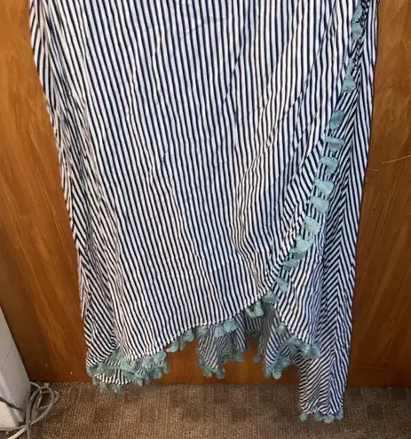 THML Boho Tasseled Ruffled Striped Semi Wrap Hi-lo Dress Size Medium
