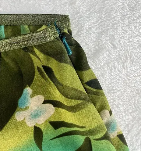 Vtg Y2K 2000s Small Slip Skirt Floral Lace Ruffle Boho Cottage Prairie Coquette Green