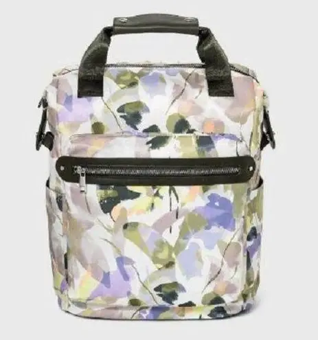 A New Day  Floral Print Zip Closure Square Backpack