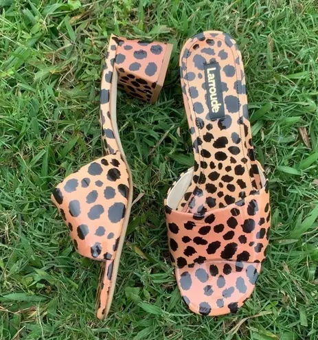 Larroude Brigitte Block Heeled Sandals in Cheetah Print Women’s Size 6 New Black