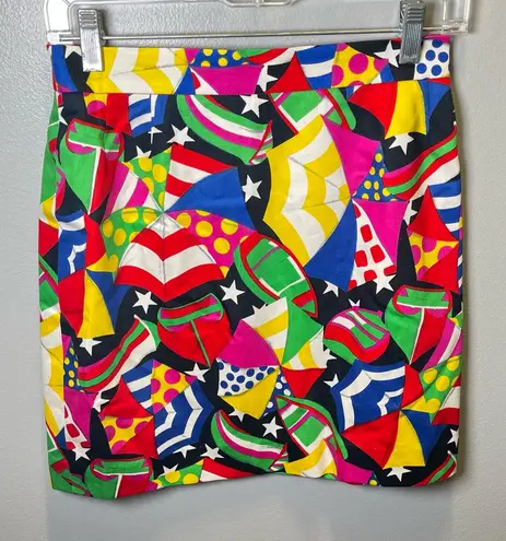 Escada Women's Vintage Umbrella Print Pencil Skirt Size 36 Red