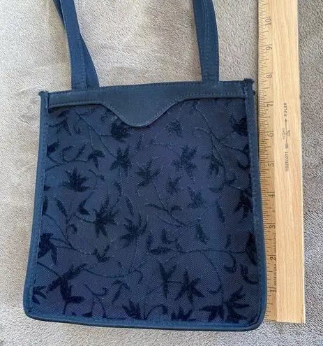 Black Velvet Burnout Evening Bag with Satin Insert